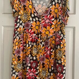 LuLaRoe Multicolor Floral V-Neck Blouse